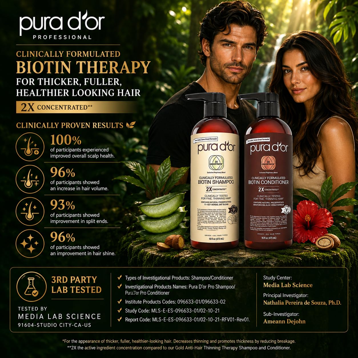 PURA D'OR Deep Moisturizing Biotin Hair Regrwoth Conditioner Thickens, Softens, & Moisturizes Dry, Frizzy, Damaged Hair w/Argan Oil, Pumpkin, Rosemary, Honeysuckle, Vitamin E, Men & Women, 16oz