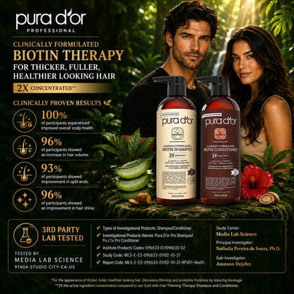 PURA D'OR Deep Moisturizing Biotin Hair Regrwoth Conditioner Thickens, Softens, & Moisturizes Dry, Frizzy, Damaged Hair w/Argan Oil, Pumpkin, Rosemary, Honeysuckle, Vitamin E, Men & Women, 16oz