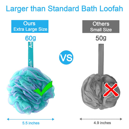 AmazerBath Loofah Sponge 75g/Piece, Loofah for Men Body Scrubber - Bath Sponge Loofa Set of 4 Black (Large)