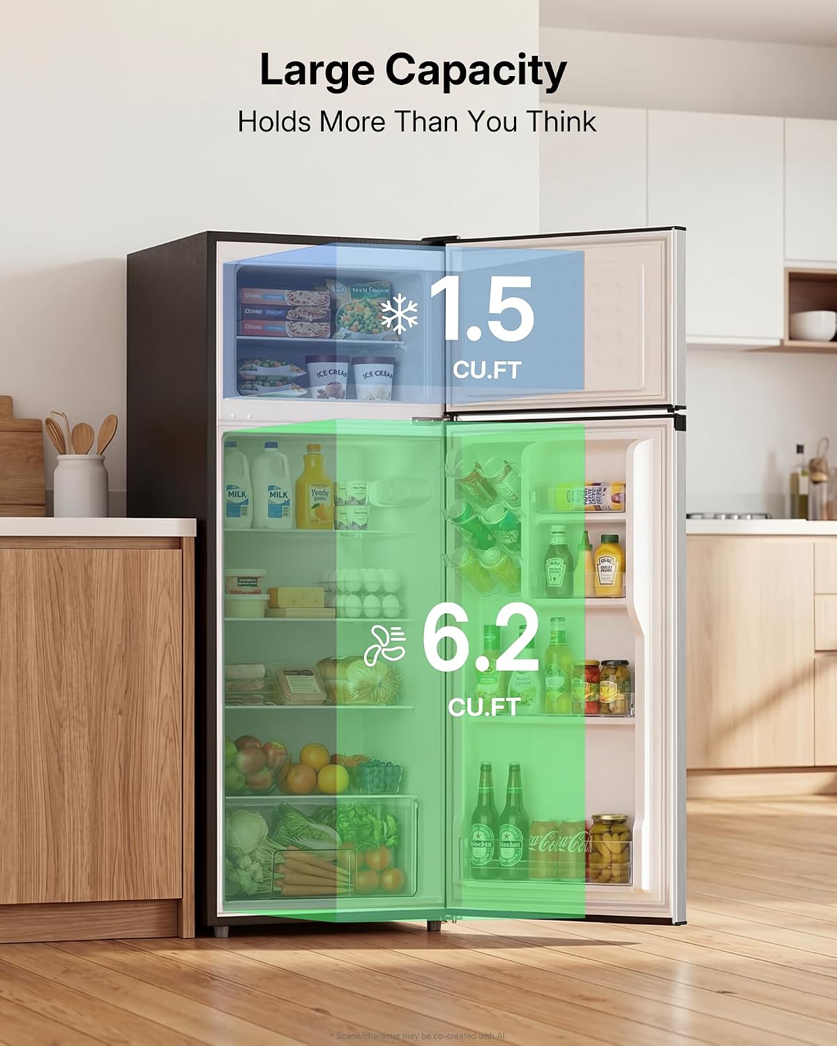 Upstreman 7.7 Cu.Ft. Refrigerator with Freezer Double Door Refrigerator