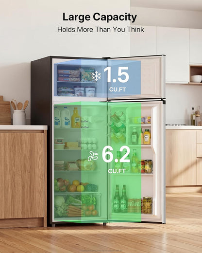 Upstreman 7.7 Cu.Ft. Refrigerator with Freezer Double Door Refrigerator
