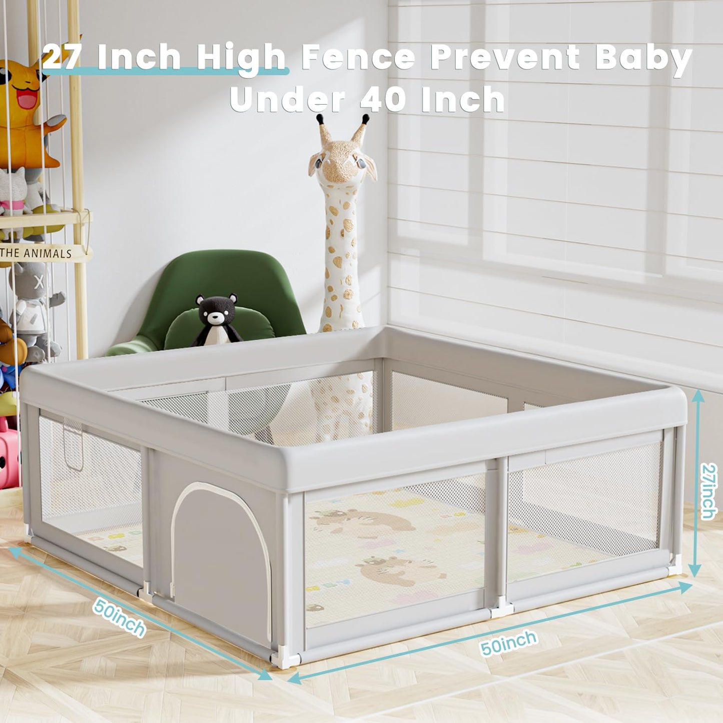 Hiaksedt Baby Playpen 50x50 Inch, Play Pens for Babies and Toddlers