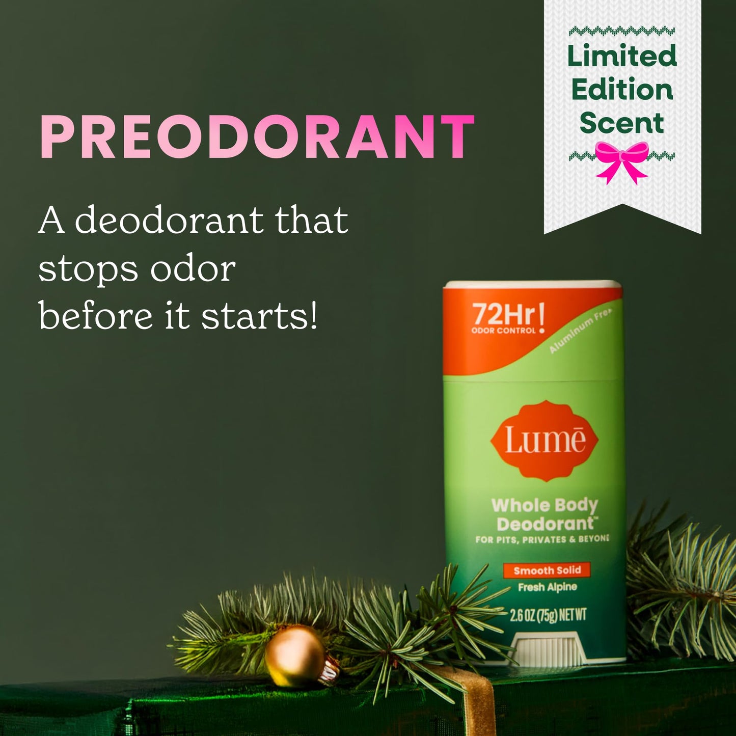 Lume Whole Body Deodorant - Solid Stick - 2.6 oz, 2 pk (Soft Powder)