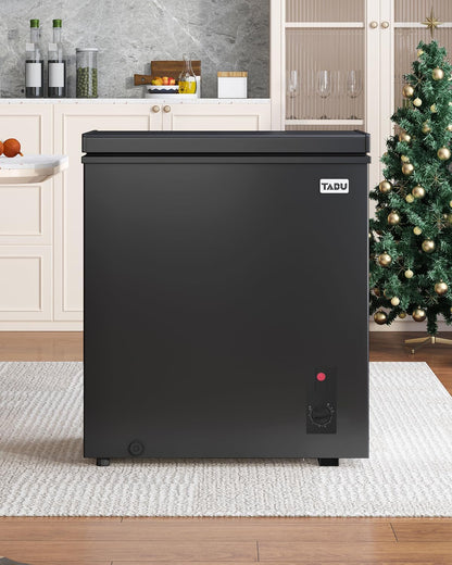 TABU 3.5 Cubic Feet Chest Freezer, Compact Deep Freezer, Black