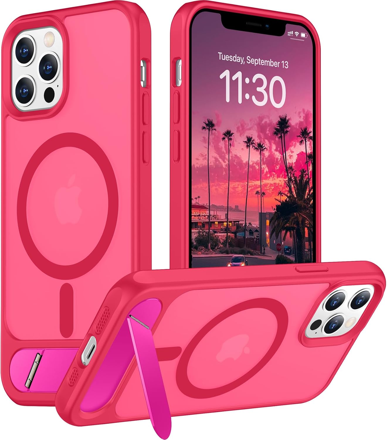 Magnetic Compatible with iPhone 14 Pro Max Case, [Built-in Invisible Kickstand][Compatible with MagSafe] [Military Grade Shockproof] Slim Translucent Matte Phone Case for iPhone 14 Pro Max 6.7"