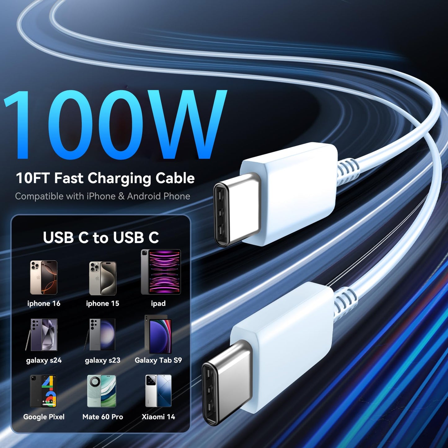 Phone 17 16 Pro Max Charger Fast Charging, 45W Super Fast USB C Charger Block with 10FT Long Charging Cord Cable for 17 16 Pro Max/17 16/16 Plus,15 Pro Max/15 Pro/15, Android Phone-Black