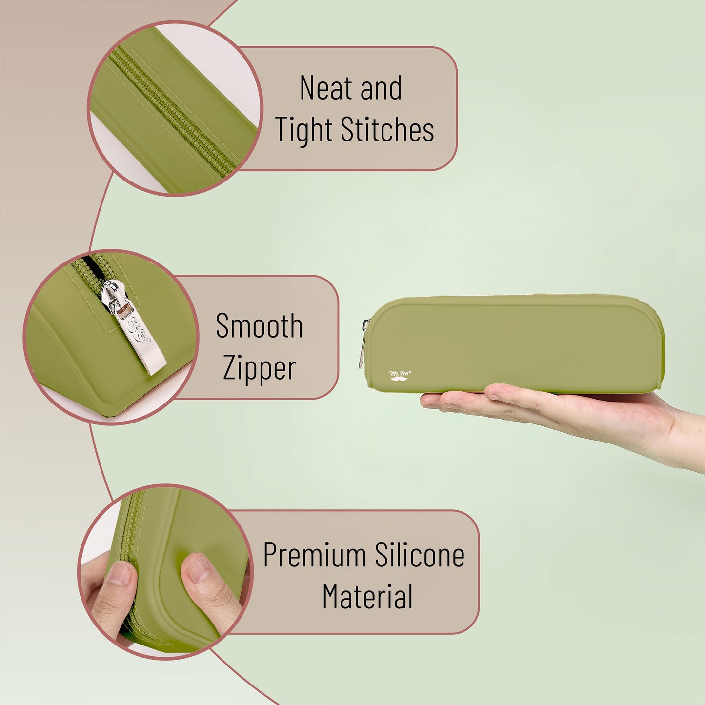 Mr. Pen- Silicone Pencil Case, Aesthetic Pencil Bag for Women, Makeup Pouch