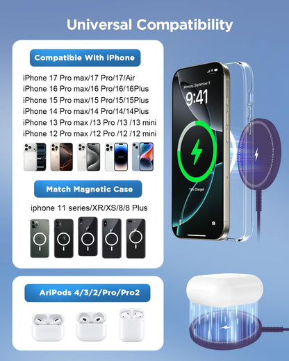 Magsafe Charger Magnetic Wireless Charge iPhone: Strong Magnet Charging Pad