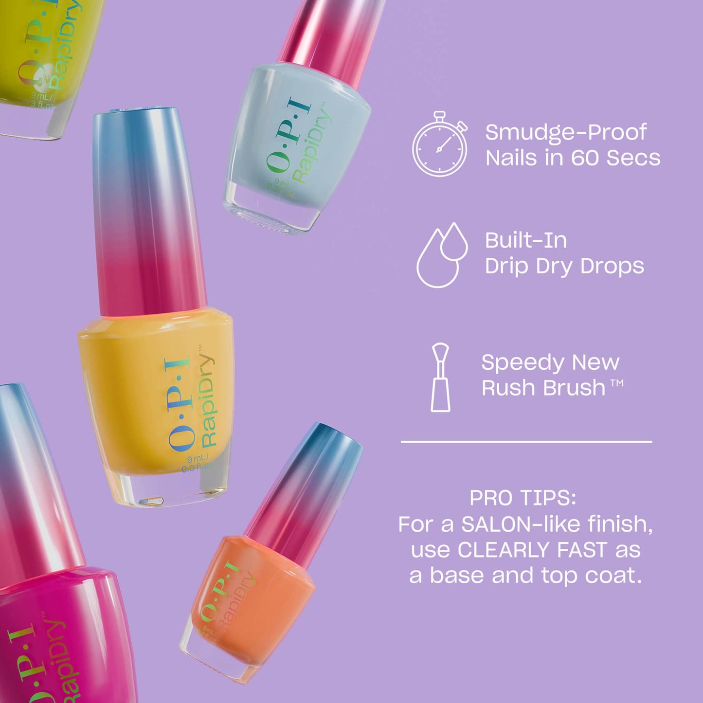 OPI RapiDry Quick Dry Nail Polish Colors & Clear Coat | Crème, & Shimmer
