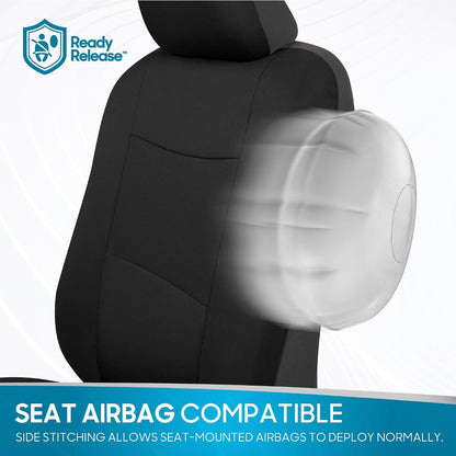 BDK PolyPro Car Seat Covers Full Set in Solid Black, Front and Rear Split Bench Seat Covers for Cars, Easy to Install Car Seats Cover Set and Accessories for Auto Trucks Van SUV - Solid Black