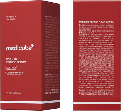 medicube NAD EGF Firming Serum for Face & Neck | Anti-Aging Serum with EGF Peptide, NAD & Collagen - Wrinkle Appearance, Elasticity & Pore Care, Korean Skincare, 1.01 fl.oz