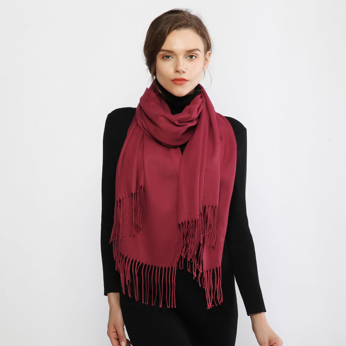 RIIQIICHY Women's Fringe Shawl Wrap Pashmina Scarf for Wedding Evening
