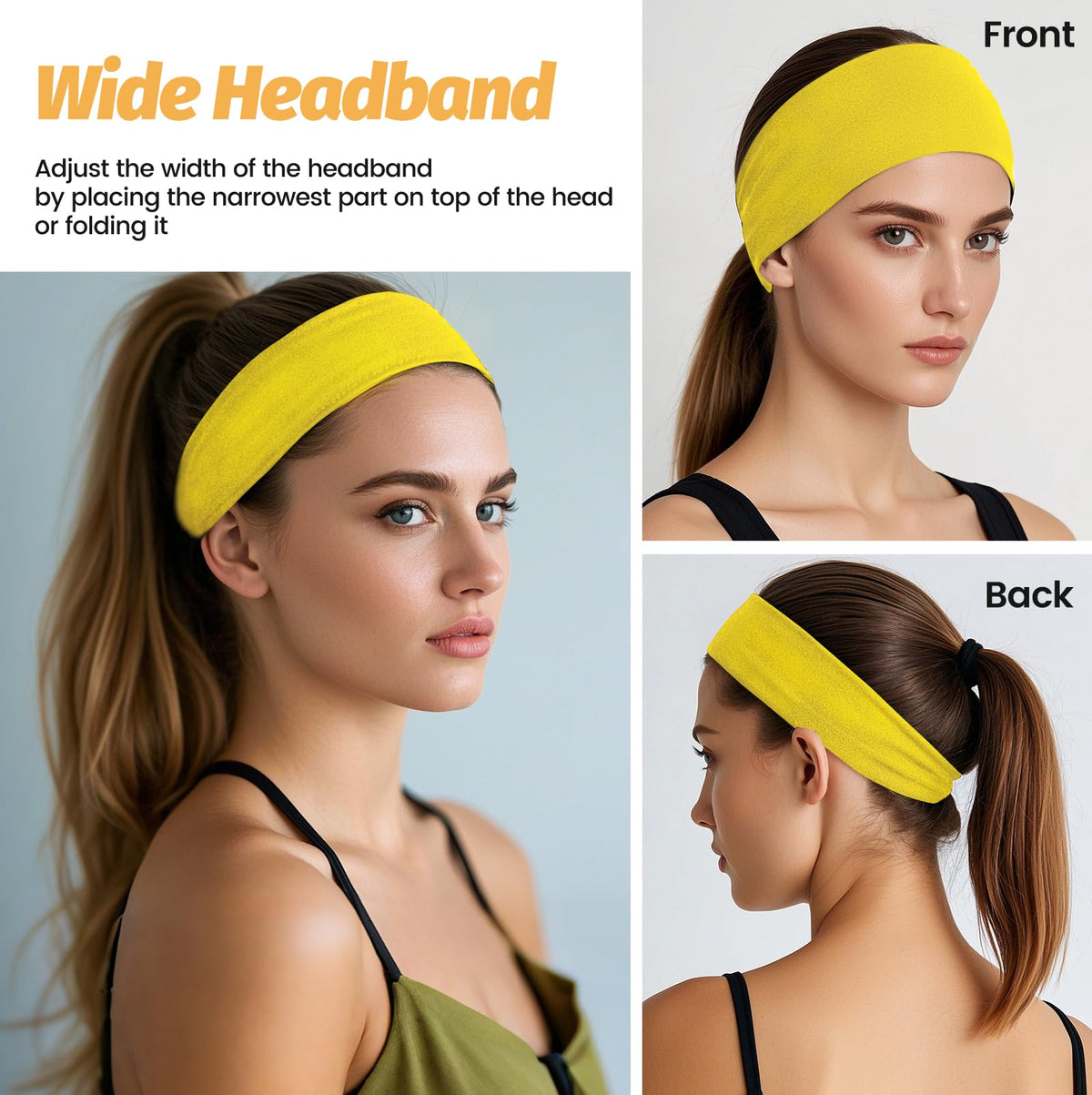 Headbands for Women - 6 Pack Wide Elastic Hair Bands | Stretchy Sweatbands Hair Bands | Soft Sports Thin Head Bands | Non-Slip Accessories Bands for Fashion, Washing Face, Workouts, Yoga, Daily Use