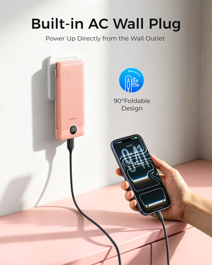 VEGER Portable Charger for iPhone, Power Bank Built in Cables and Wall Plug