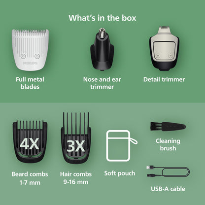 Philips Norelco All-in-One 3000 Series 13 in 1 Trimmer, Beard Styler & Men's Hair Clipper, 9 Length Settings & Self-Sharpening Skin-Friendly Blades, MG3919/50