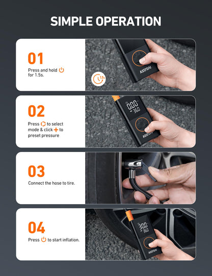AstroAI L7 Tire Inflator Portable Air Compressor,150 PSI Cordless Bike Pump