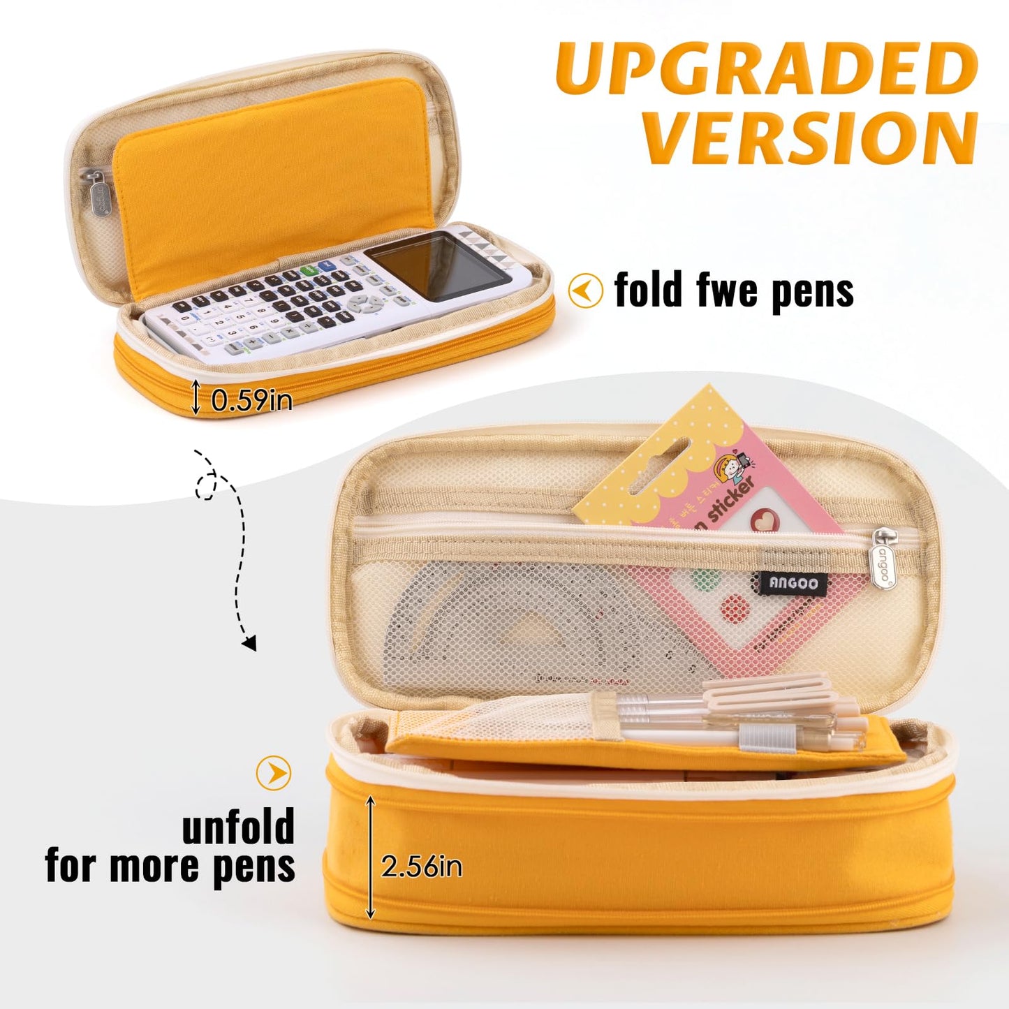 EASTHILL Big Capacity Pencil Pen Case Office College School Large Storage High Capacity Bag Pouch Holder Box Organizer Blue (Pink)
