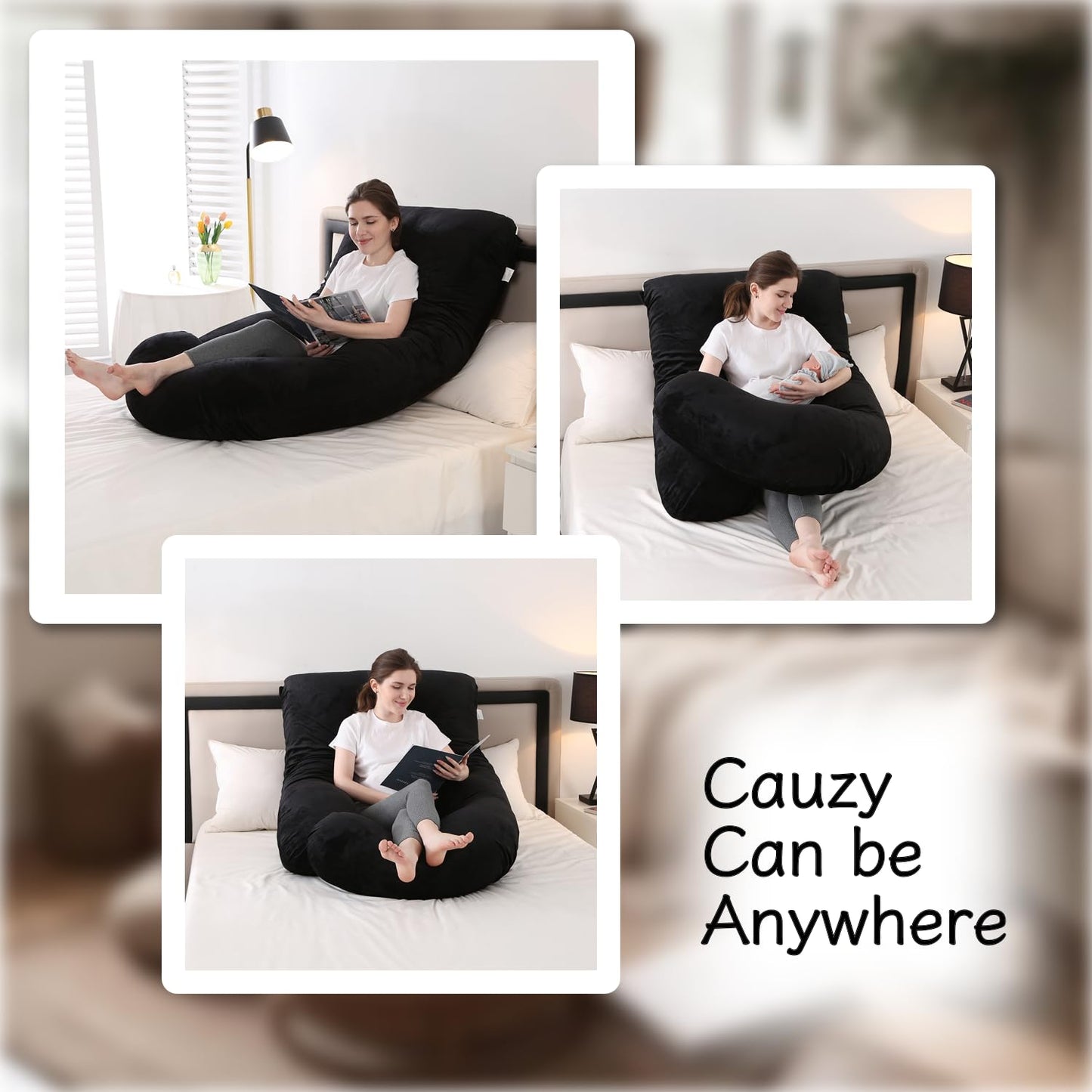 ALLOPERA Pregnancy Pillow, Full Body Maternity Pillow 57 inch, with Removable Washable Cover - Sleep Support for Legs, Back, Neck, Shoulder, HIPS, Belly, Velvet Cover-Grey-Dark Blue