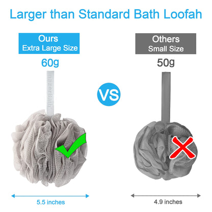 AmazerBath Loofah Sponge 75g/Piece, Loofah for Men Body Scrubber - Bath Sponge Loofa Set of 4 Black (Large)