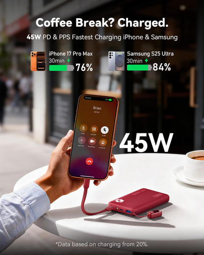 INIU 10000mAh 45W Fast Charging Portable Charger, Smaller Travel Power Bank