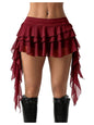 Women's Y2K Mini Skirt Ruffle Lace Mesh Asymmetrical Flowy Short Skort