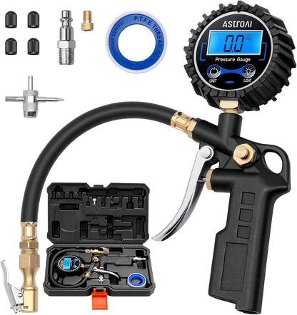 AstroAI Digital Tire Pressure Gauge with Inflator 3-250 PSI Fits 1/4" NPT