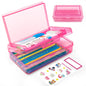 Double Layer Plastic Clear Hard Colored Pencil Box Case Pen Crayon Box