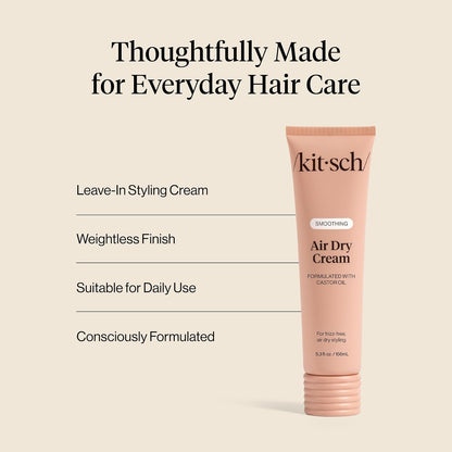 Kitsch Smoothing Air Dry Cream – With Castor Oil & Coconut Oil - 5.3 oz