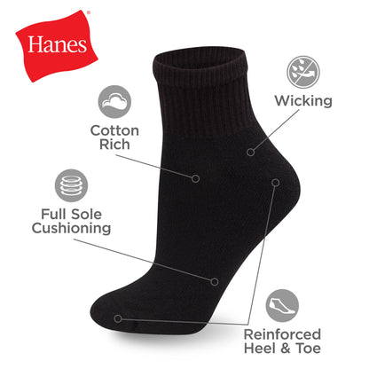 Hanes Women's Crew, Ankle, and No-Show Moisture-Wicking Cushioned Athletic Socks (14 Pack)