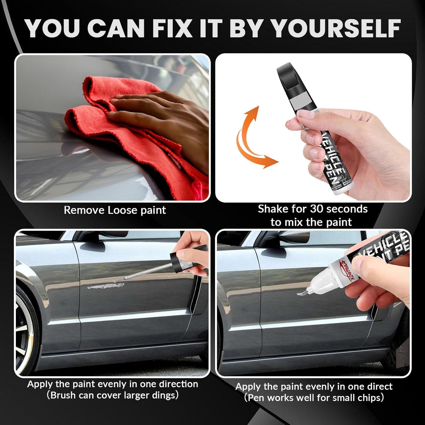 Matte Black Touch Up Paint for Cars, Universal and Color Accurate Automotive Scratch Repair Pen, Lasting Auto Scratch Remover, Quick Drying, Weather Resistant, Easy to Use, Versatile Use