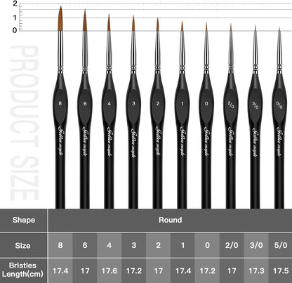 Golden Maple Detail Paint Brushes Set 10pcs
