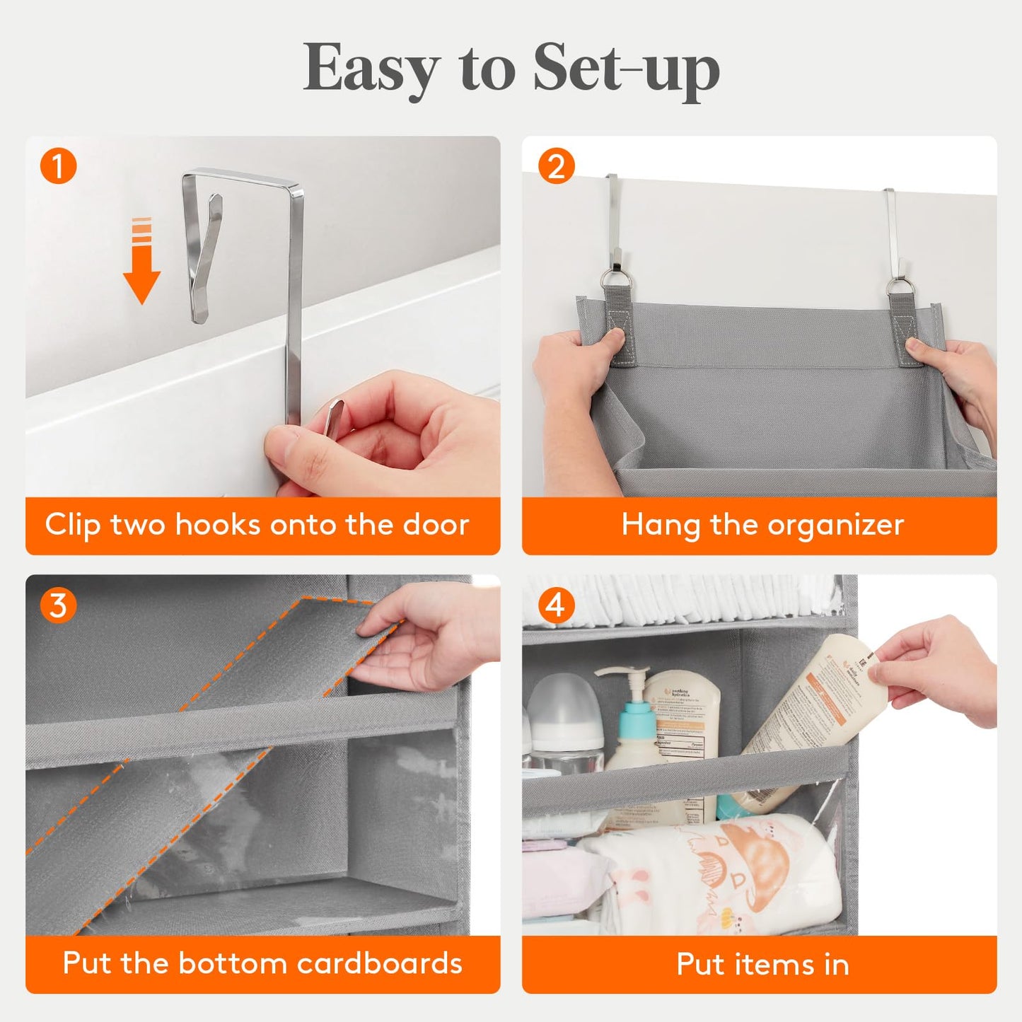Lifewit 1 Pack Over the Door Organizer, 5 Section Hanging Storage, Beige