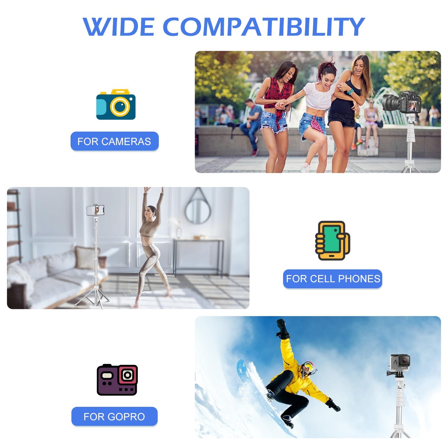SENSYNE 72" Phone Tripod, Extendable Cell Phone Tripod Stand, Selfie Stick with Wireless Remote and Phone Holder, Compatible with iPhone Android Phone, Camera