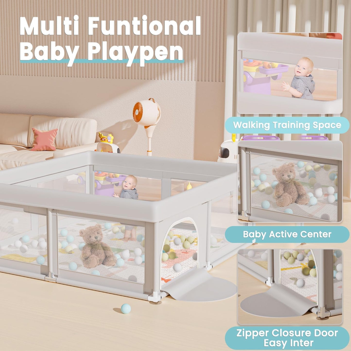 Hiaksedt Baby Playpen 50x50 Inch, Play Pens for Babies and Toddlers