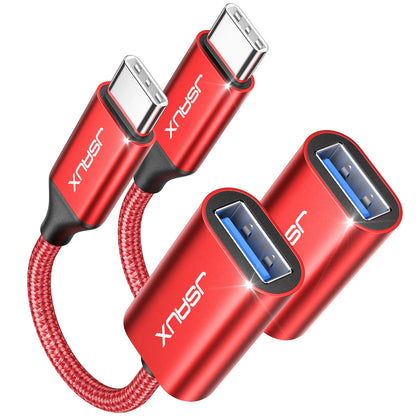 JSAUX USB C to USB 3.0 Adapter [2 Pack], USB C Male to USB Female OTG Cable Adapter Compatible with MacBook Pro/Air, iPhone 17 Pro Max/iPhone Air/16e/16/15 Series, Samsung Galaxy S25/S24/S23-Black