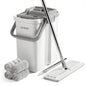 JOYMOOP Wall Mop and Bucket Set, Hands-Free Flat Floor Mop with 3 Washable Microfiber Pads, Wet and Dry Use, Ideal for Home and Commercial Floor Cleaning