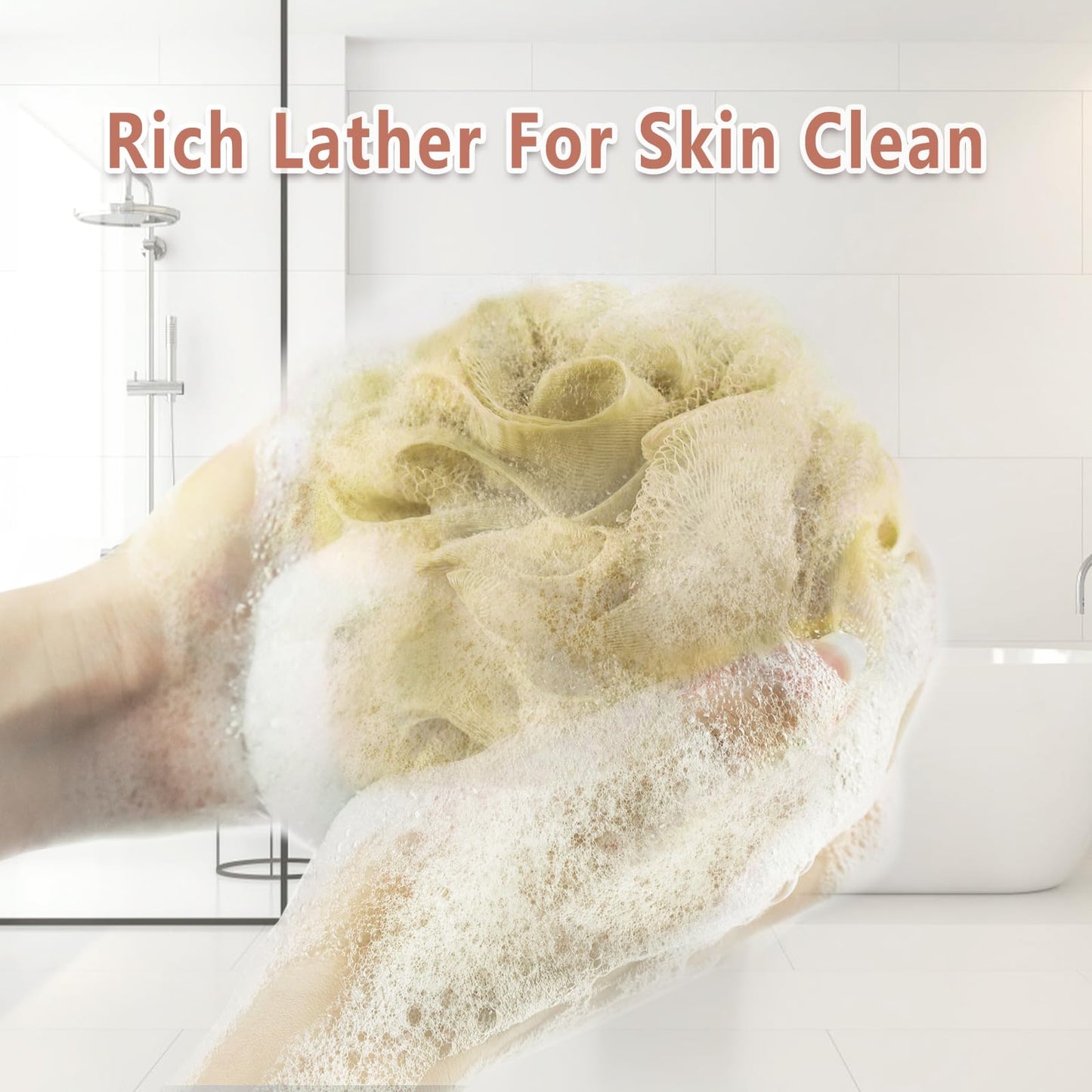 Rnoafmu Shower Loofah Bath Sponge, 60G Exfoliating Body Scrubber 4 Pack