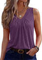 Zeagoo Womens Tank Tops Summer Sleeveless Tops V Neck Pleated Shirts