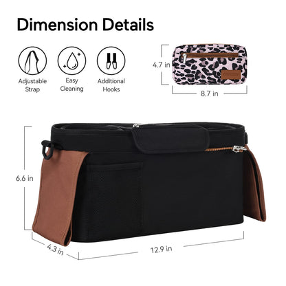 Momcozy Universal Stroller Organizer with Insulated Cup Holder