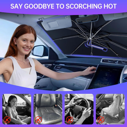 2026 Windshield Sun Shade Umbrella, Foldable Car Sunshade, 99% UV Block