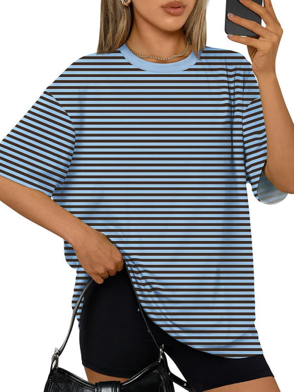 Trendy Queen Womens Oversized T-Shirts Short Sleeve Crew Neck Summer Tops