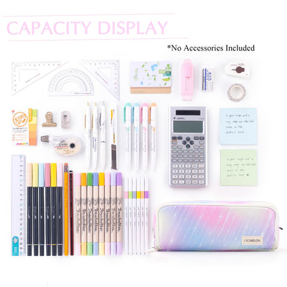CICIMELON Large Capacity Pencil Case 3 Compartment Pouch Pen Bag for School Teen Girl Boy Men Women (Pink)