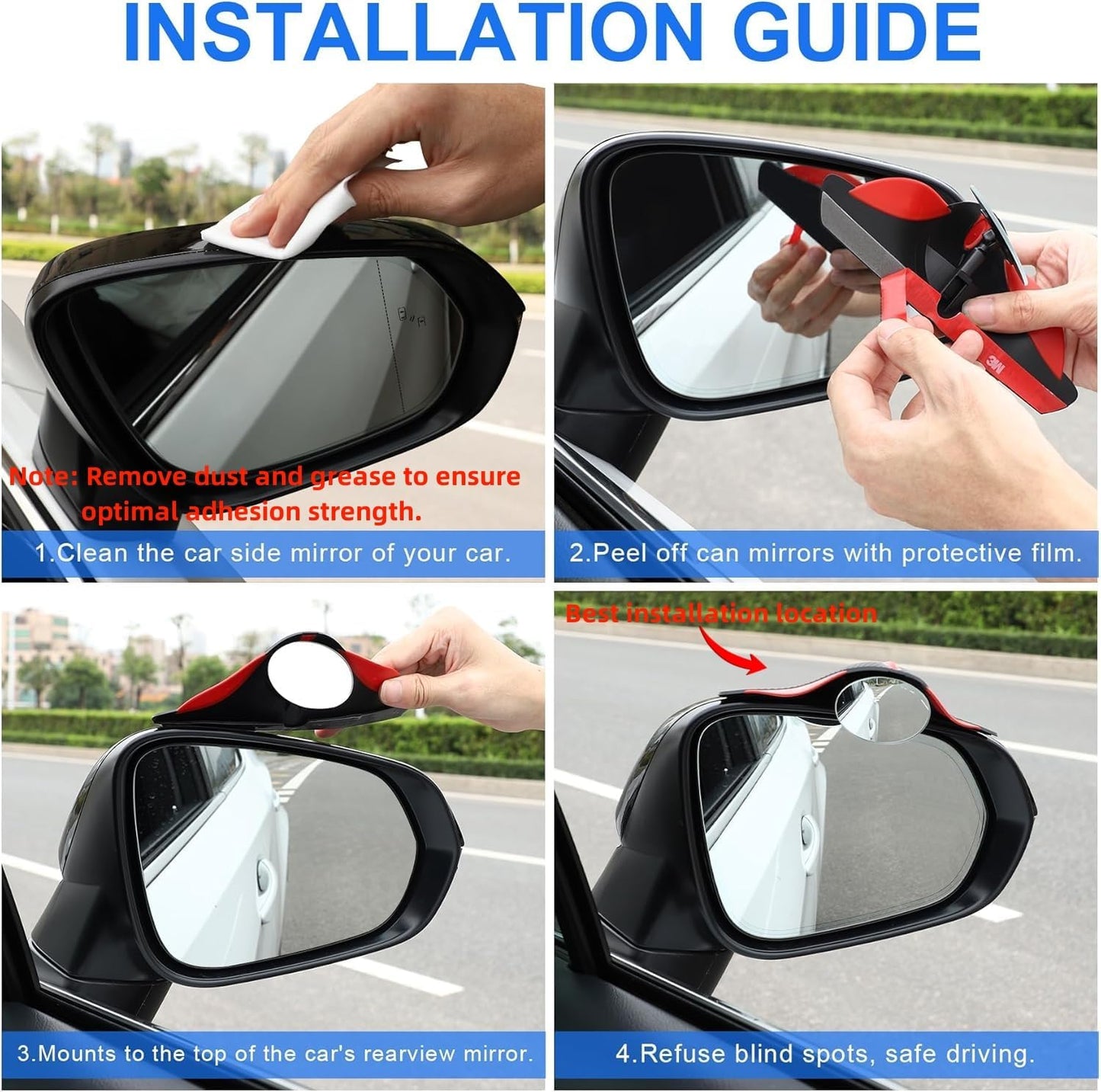 LivTee Blind Spot Car Mirror, HD Glass Frameless Convex Side Mirror Blindspot, Wide Angle Rear View Mirrors for SUVs, Trucks and RVs - Car Accessories