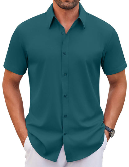 COOFANDY Men's Stretch Dress Shirts Short Sleeve Wrinkle Free Casual Button Down Shirts