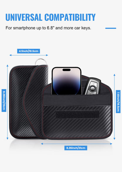 Faraday Pouch for Car Keys, Faraday Bag, Car RFID Signal Blocking Holder, Key Fob Protector, Key fob cage Block Signal Anti-Theft Fob Case Red,M