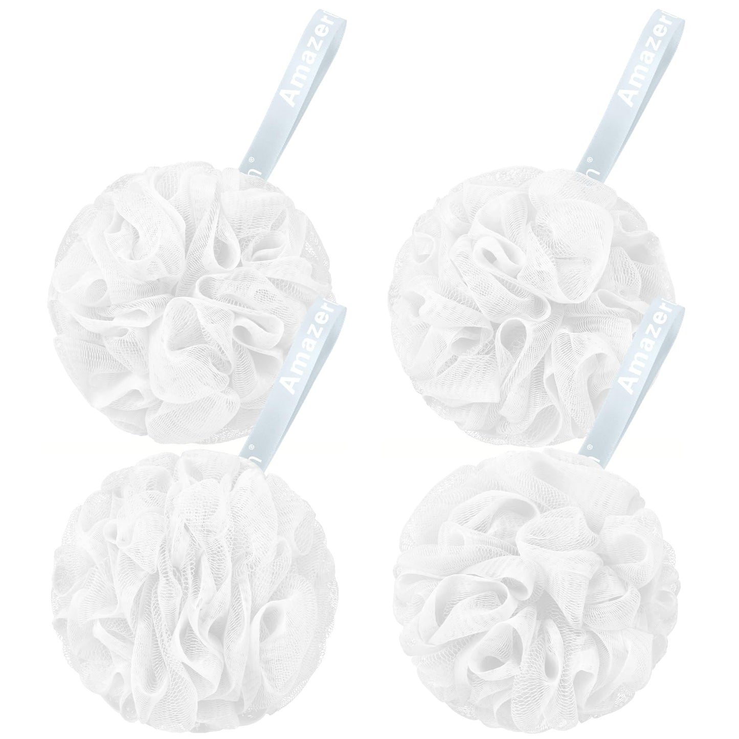 AmazerBath Loofah Sponge 75g/Piece, Loofah for Men Body Scrubber - Bath Sponge Loofa Set of 4 Black (Large)