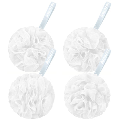 AmazerBath Loofah Sponge 75g/Piece, Loofah for Men Body Scrubber - Bath Sponge Loofa Set of 4 Black (Large)