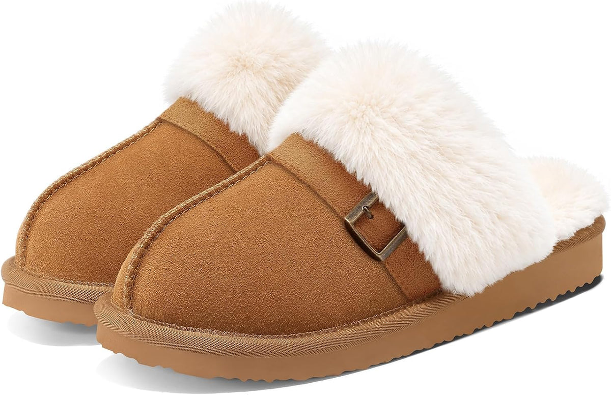 Litfun Fuzzy Slippers for Women Memory Foam Indoor House Shoes