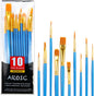 AROIC 10 Pcs Paint Brushes, Acrylic Oil Watercolor Painting Brush Set