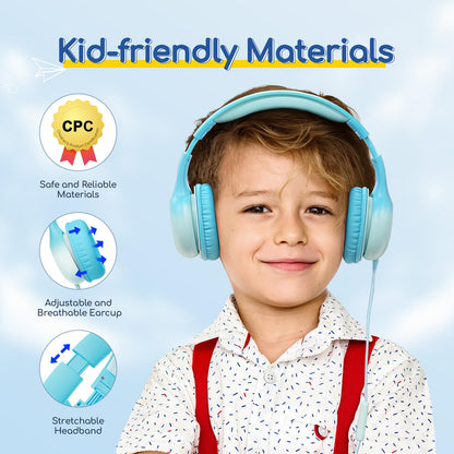 EarFun K1 Kids Headphones Wired with Mic, Volume Limit Headphones for Kids